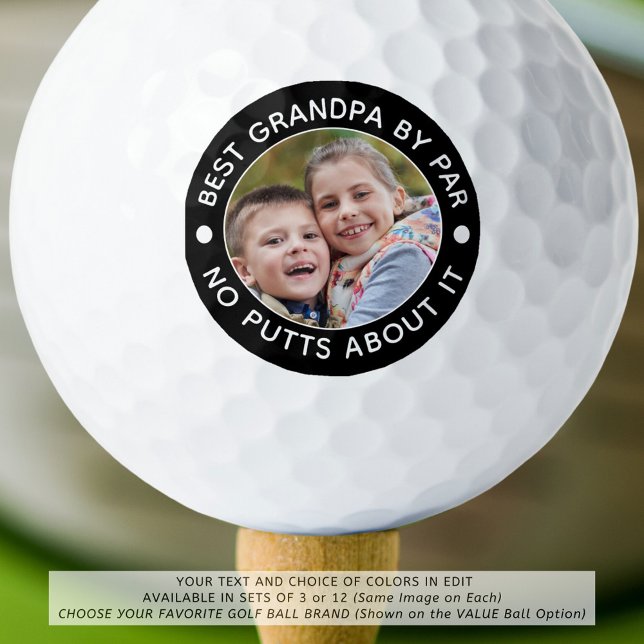 BEST GRANDPA BY PAR Photo Funny Custom Colours Golf Balls (Creator Uploaded)