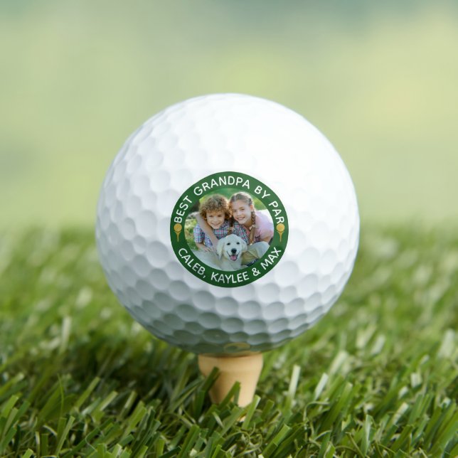 BEST GRANDPA BY PAR Photo Golfer Green Keychain Golf Balls (Insitu Tee)