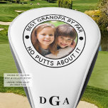 BEST GRANDPA BY PAR Photo Monogram Funny Golf Head Cover<br><div class="desc">For the special golf-enthusiast grandfather, create a unique photo golf head cover with the editable title BEST GRANDPA BY PAR - NO PUTTS ABOUT IT or your custom text and personalised with a picture and his monogram in your choice of font styles and colour combinations (shown in white on black)....</div>