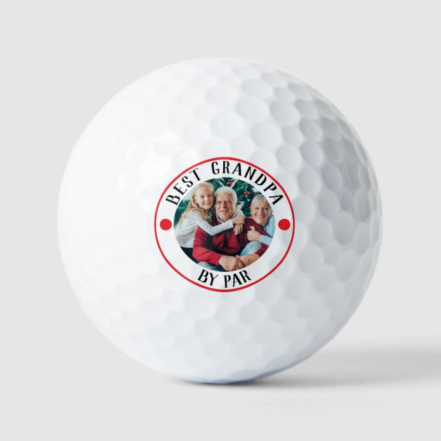 BEST GRANDPA BY PAR Photo Monogram Golf Balls (Front)