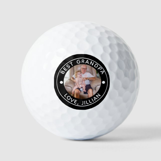 BEST GRANDPA BY PAR Photo Monogram Golf Balls (Front)