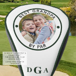 BEST GRANDPA BY PAR Photo Monogram Initials Green Golf Head Cover<br><div class="desc">For the special golf-enthusiast grandfather, create a unique photo golf head cover with the editable title BEST GRANDPA BY PAR and personalised with a photo and his monogram in green with suggested coordinating green piping (other piping colours are available on the ordering page). PHOTO TIP: Choose a photo with the...</div>