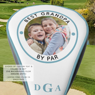 BEST GRANDPA BY PAR Photo Monogram Light Blue Golf Head Cover