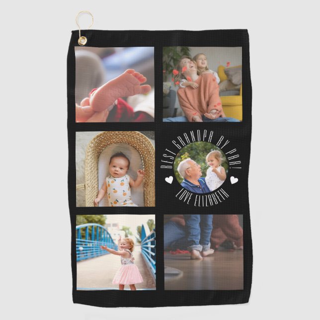 BEST GRANDPA BY PAR Photo Personalised fathers day Golf Towel (Front)