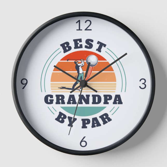 Best Grandpa By Par Retro Fathers Day Custom Clock (Front)