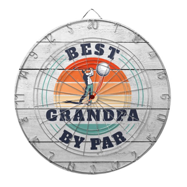 Best Grandpa By Par Retro Fathers Day Custom Dartboard (Front)