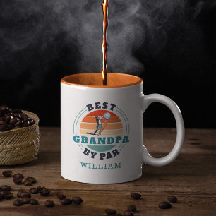 Best Grandpa By Par Retro Fathers Day Personalized Two-Tone Coffee Mug