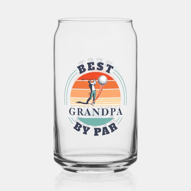 Best Grandpa By Par Retro Golfer Custom Can Glass (Front)