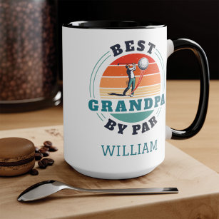 Best Grandpa By Par Retro Golfing Personalized Magic Mug