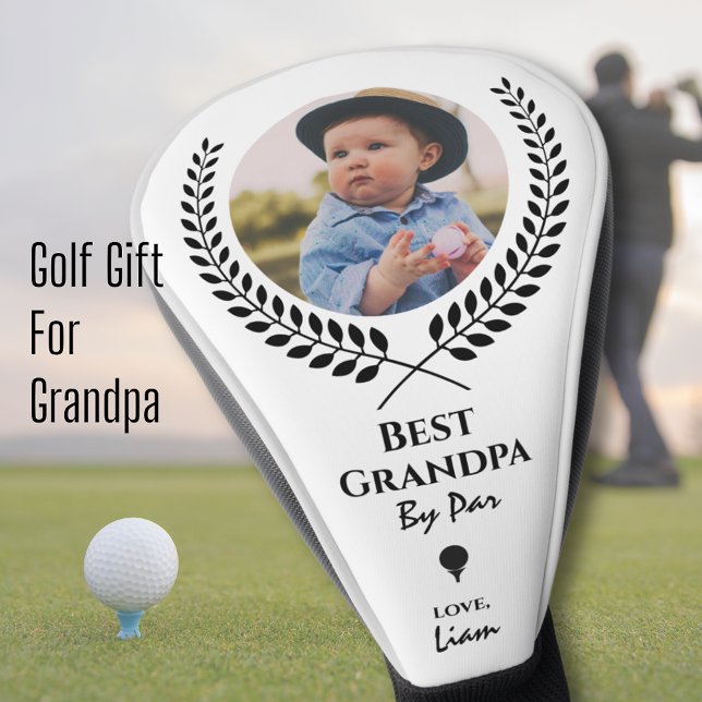 Best Grandpa By Par Sports Wreath Photo  Golf Head Cover (Best Grandpa By Par Sports Wreath Photo Golf Head Cover)