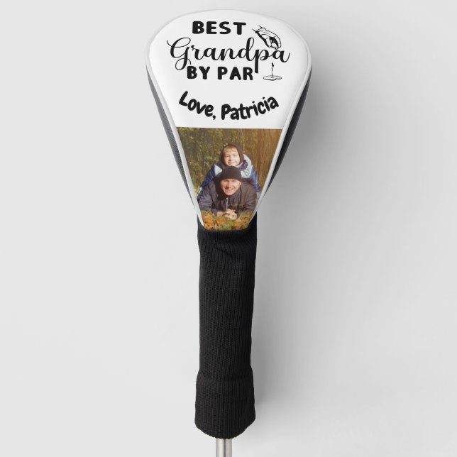 Best Grandpa by Par with Custom Photo Fathers Day  Golf Head Cover (Front)