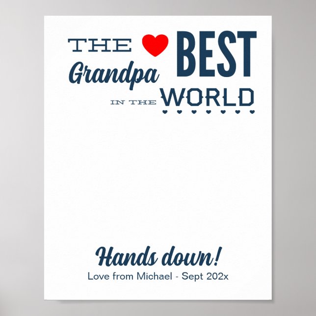 Best Grandpa Custom Handprint Art Template Poster (Front)