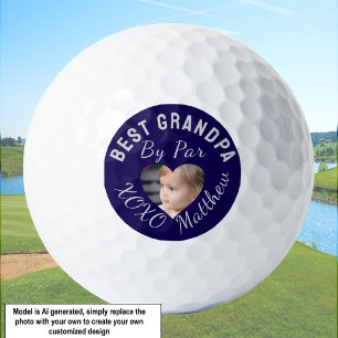 Best Grandpa Custom Kids Photo Blue Golf Balls