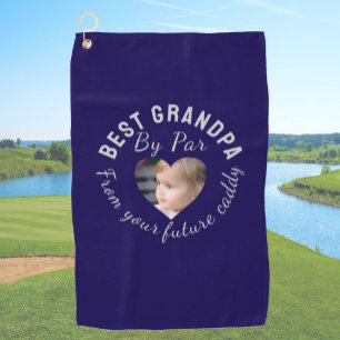Best Grandpa Custom Kids Photo Blue Personalised Golf Towel
