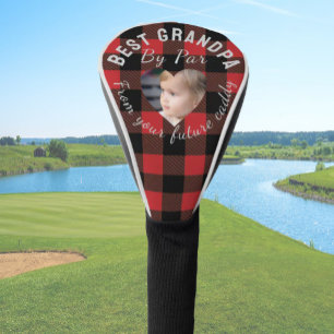 Best Grandpa Custom Kids Photo Red Buffalo Plaid Golf Head Cover