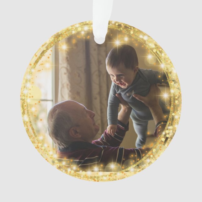 Best Grandpa Custom Photo Golden Circle  Ornament (Front)