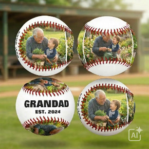 Best Grandpa Established Bold Photo Collage Baseball