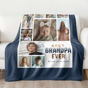 Best Grandpa Ever 10 Photo Collage  Fleece Blanket