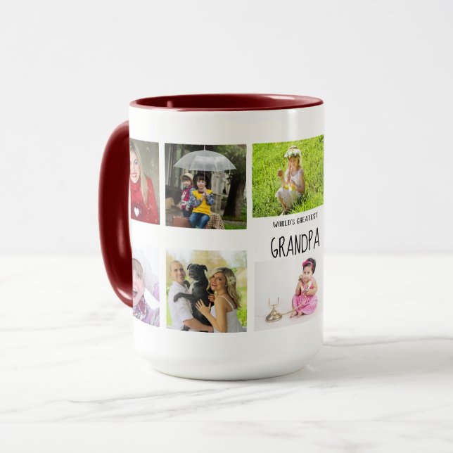 Best Grandpa Ever 10 x Photo Collage Grandkids Mug (Front Left)