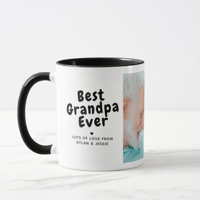 Best Grandpa Ever 2-Photo Collage & Custom Message Mug (Left)