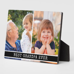 Best Grandpa Ever 2 Photo Collage Modern Keepsake Plaque