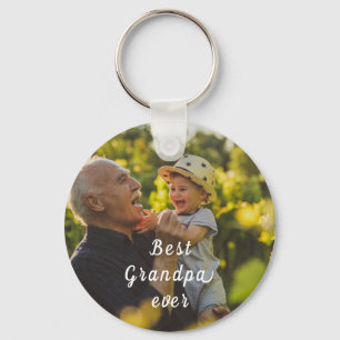 Best Grandpa Ever 2 Photo Script Personalised  Key Ring