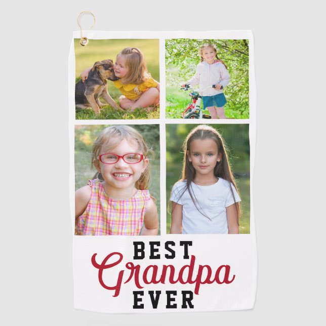 Best Grandpa Ever 4 Grandchild Photo  Golf Towel (Front)