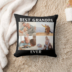 Best Grandpa Ever 4 Photo Collage Create Your Own  Cushion
