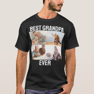 Best Grandpa Ever 4 Photo Collage Create Your Own  T-Shirt