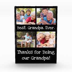 Best Grandpa Ever 4 Photo Collage Fun Keepsake Block