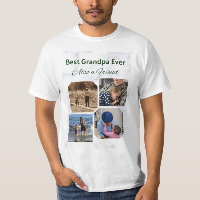 Best Grandpa Ever 4 photo collage script tshirt (Front)