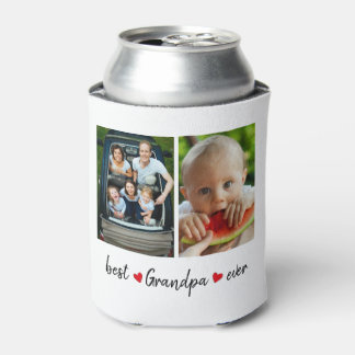 Best Grandpa Ever 4 Photo Custom Can Cooler
