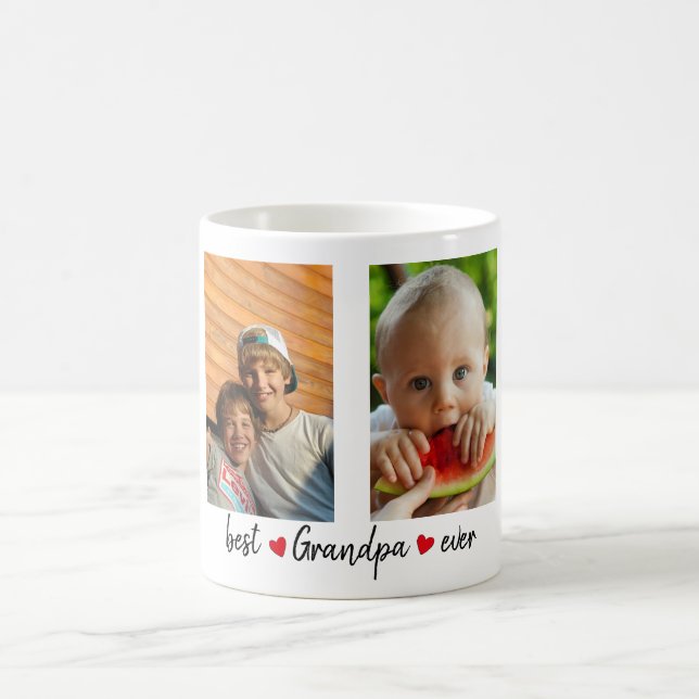 Best Grandpa Ever 4 Photo Custom Coffee Mug (Center)