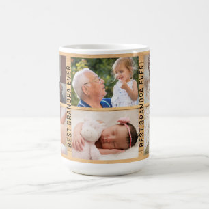 Best Grandpa Ever 6 Photo Custom Collage rustic Coffee Mug