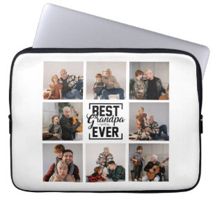 Best Grandpa Ever 8 Photo Collage  Laptop Sleeve