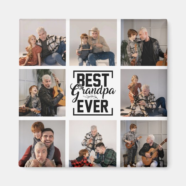 Best Grandpa Ever 8 Photo Collage Magnet (Front)