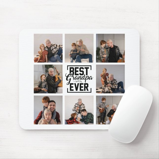 Best Grandpa Ever 8 Photo Collage  Mouse Pad (With Mouse)