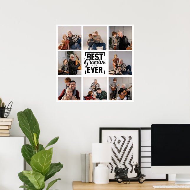 Best Grandpa Ever 8 Photo Collage  Poster (Home Office)