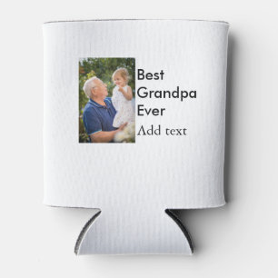 Best Grandpa ever add photo name classic elegant Can Cooler
