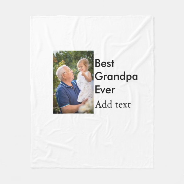 Best Grandpa ever add photo name classic elegant Fleece Blanket (Front)