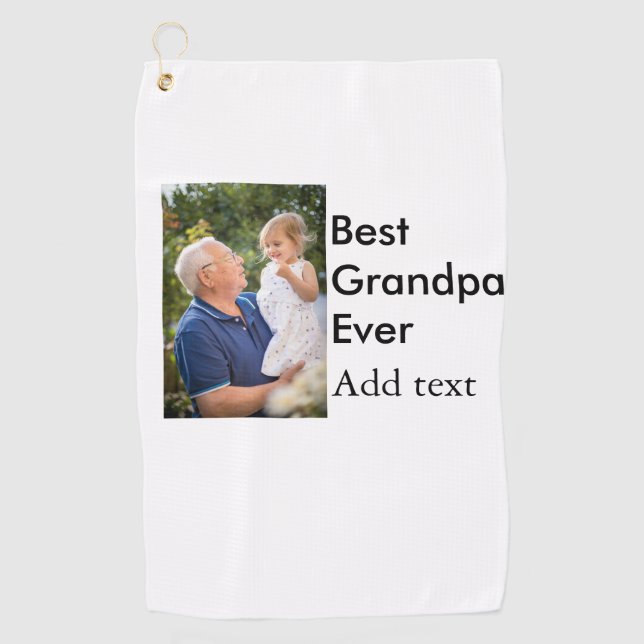 Best Grandpa ever add photo name classic elegant Golf Towel (Front)
