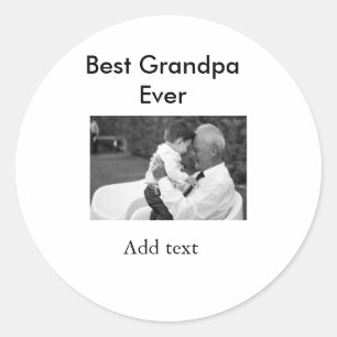 Best Grandpa ever add photo name classic elegant Round Sticker