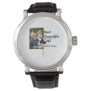 Best Grandpa ever add photo name classic elegant Watch