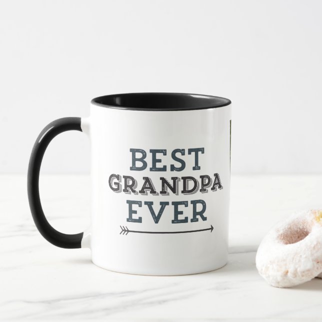 Best Grandpa Ever Arrow Custom Photo Mug (With Donut)