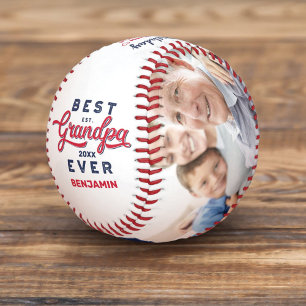 Best Grandpa Ever   Birthday Photos & Monogram Baseball