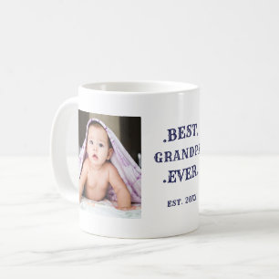 Best Grandpa Ever Blue Birthday Two Photo Coffee Mug