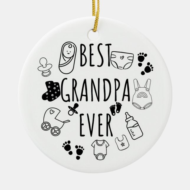 Best grandpa ever ceramic ornament (Front)