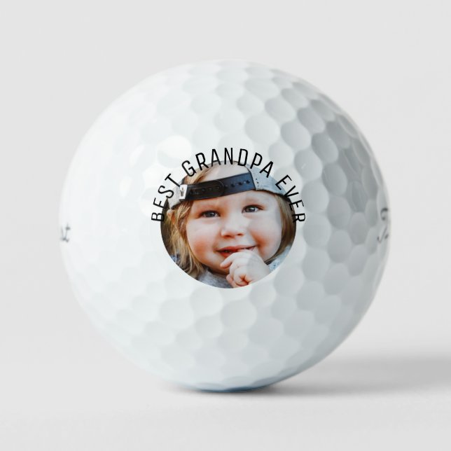 Best Grandpa Ever Child Photo Titleist Pro V1 Golf Balls (Front)