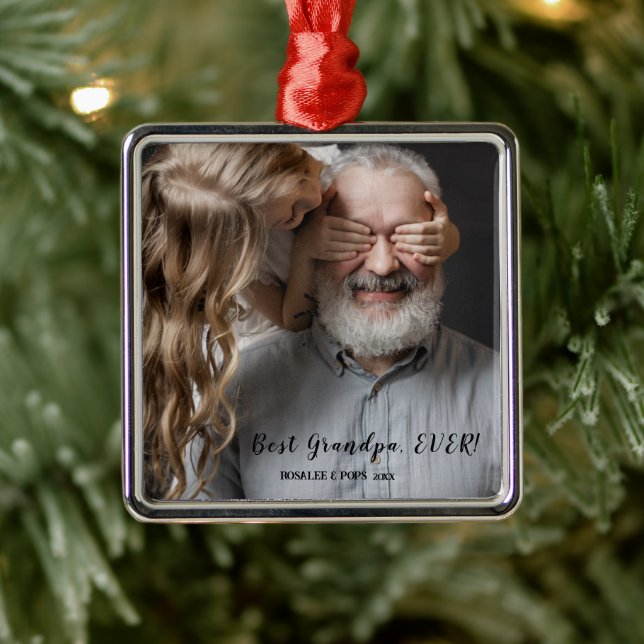 Best Grandpa Ever, Christmas 1 Photo Metal Ornament (Tree)