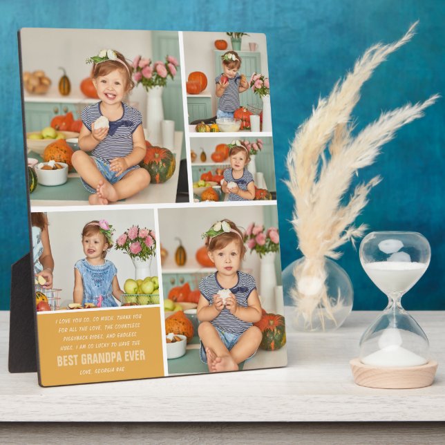 Best Grandpa Ever | Colour Block Photo Collage Plaque (Side)